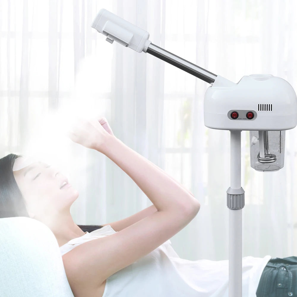 Ozone-Infused Facial Steamer with 360° Adjustable Height & Large Capacity Water Tank