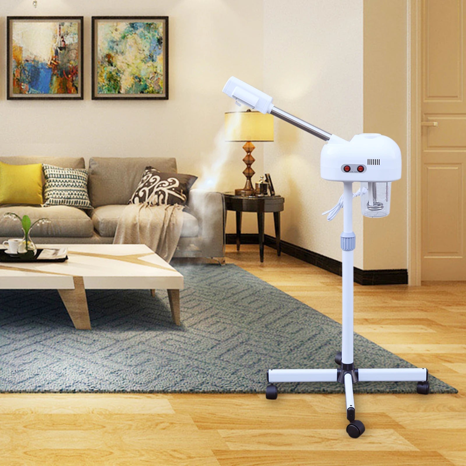 Ozone-Infused Facial Steamer with 360° Adjustable Height & Large Capacity Water Tank