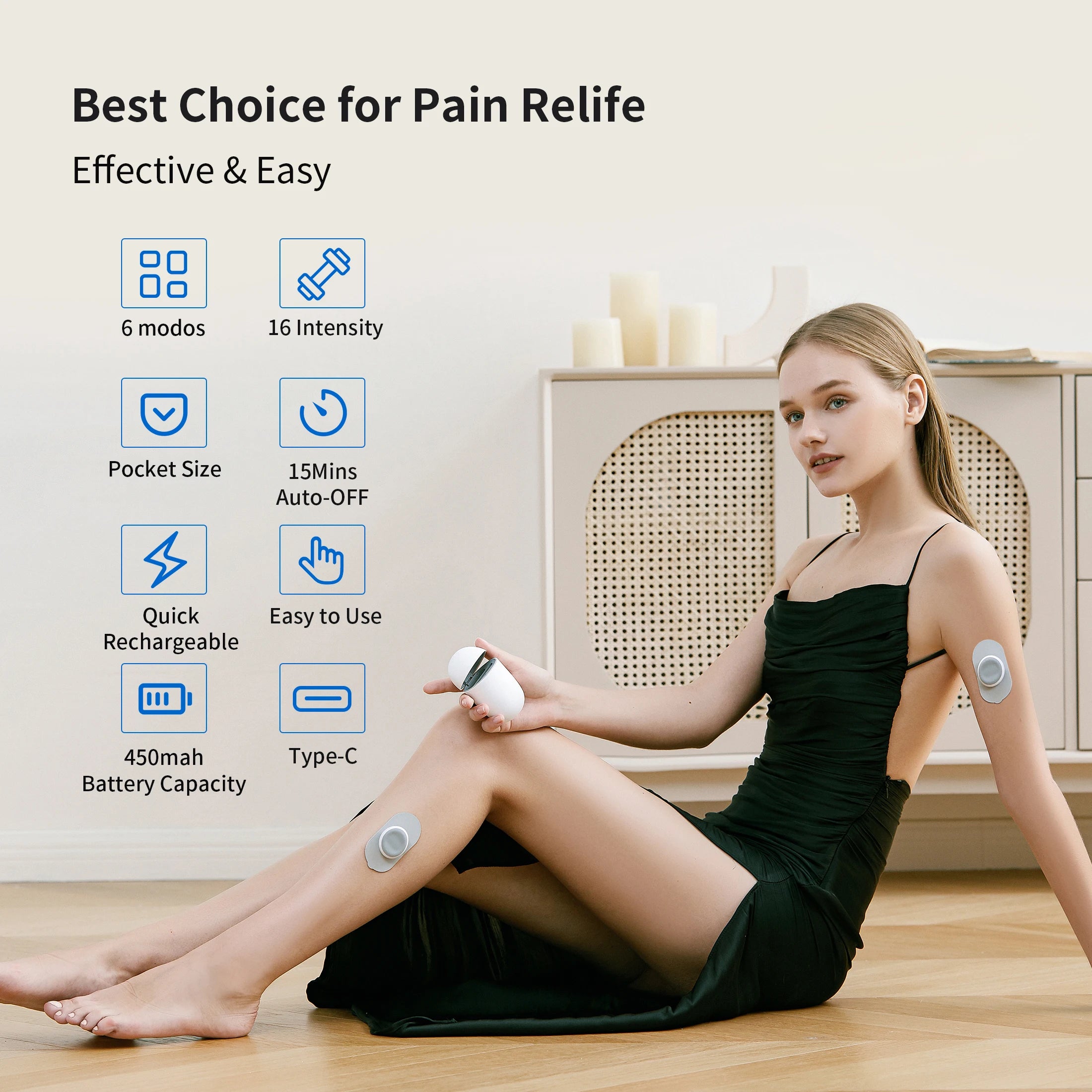 MASGRE Wireless TENS & EMS Unit - Portable Electric Muscle Stimulator for Pain Relief
