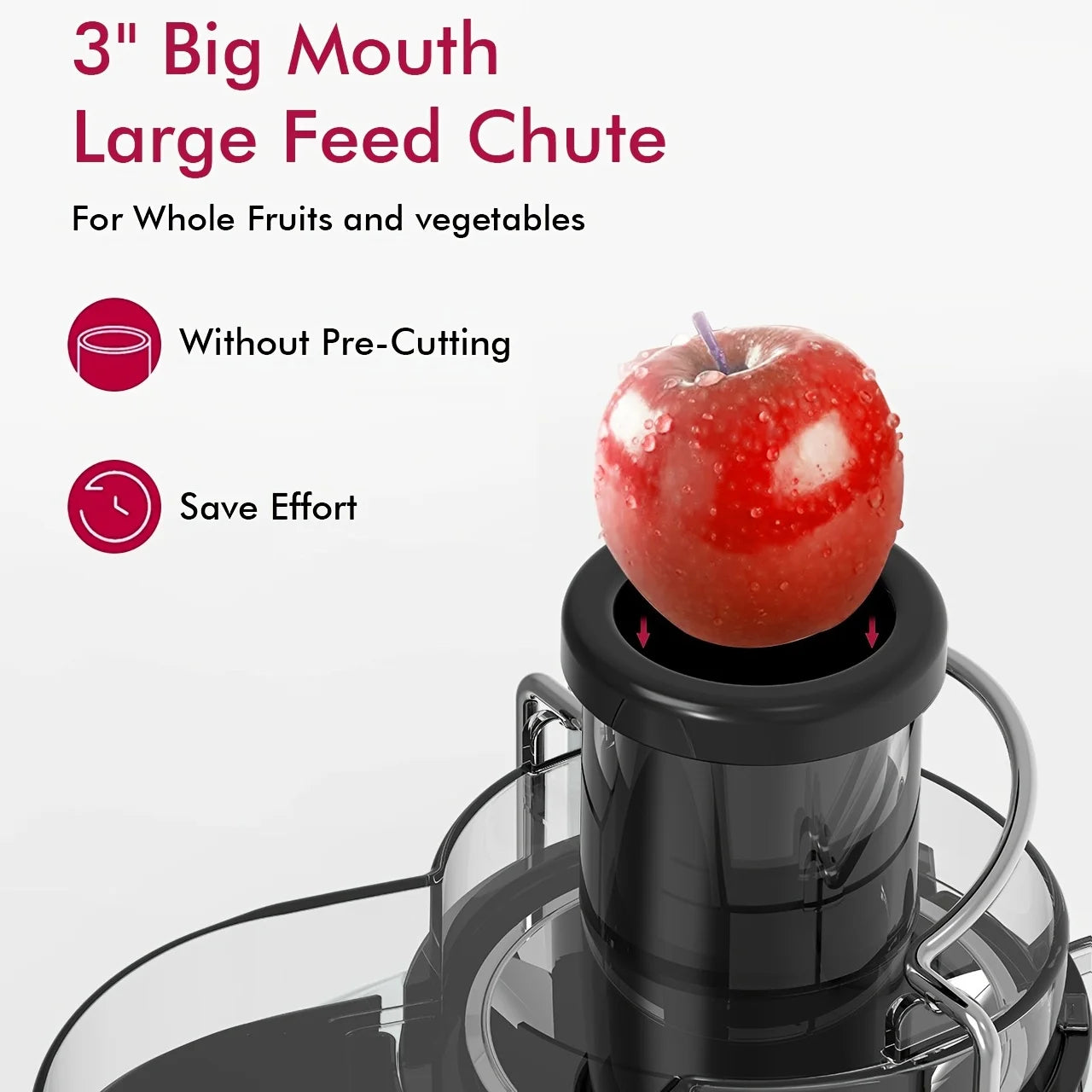 SiFENE Easy-Clean Juicer 800W, 3-Inch Wide Feed, BPA-Free Stainless Steel, Dishwasher Safe