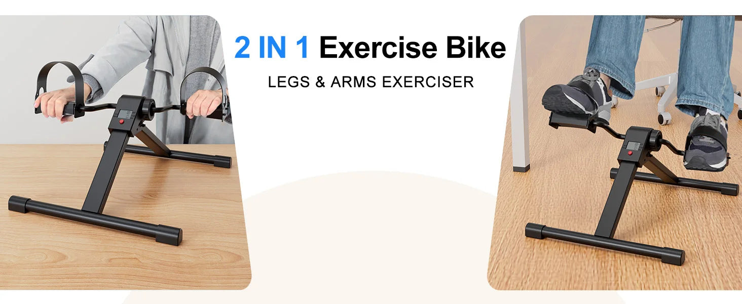 Foldable Under Desk Mini Exercise Bike with Bluetooth and Electronic Display for Home Workouts