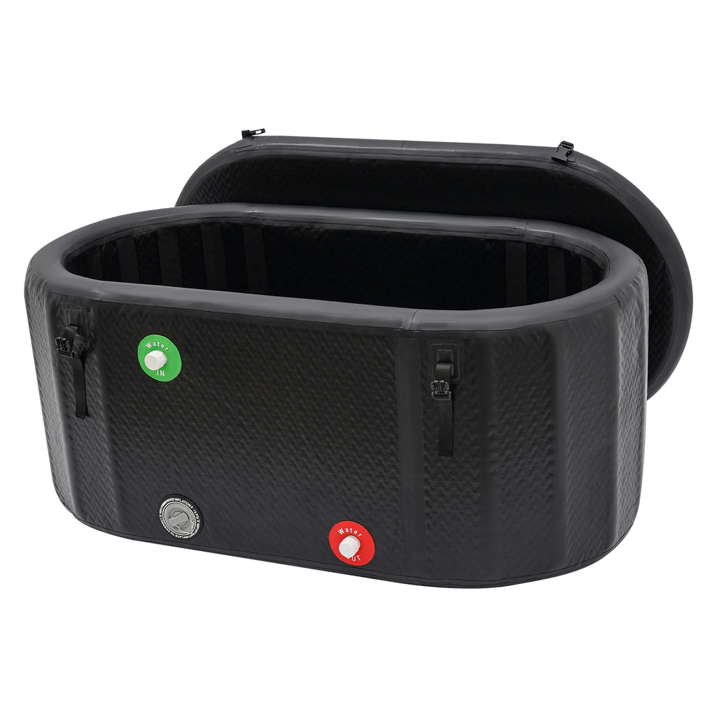 275L/370L Inflatable Cold Plunge Tub - Black Freestanding Ice Bath for Athletes with Adjustable Temp