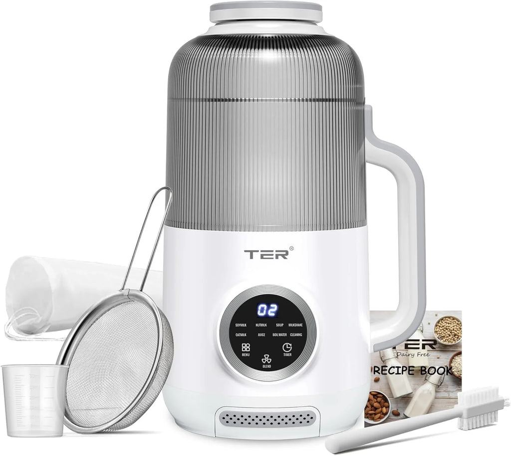 A family enjoying smoothies made with the 10-in-1 Electric Nut Milk Maker, promoting a healthy lifestyle.