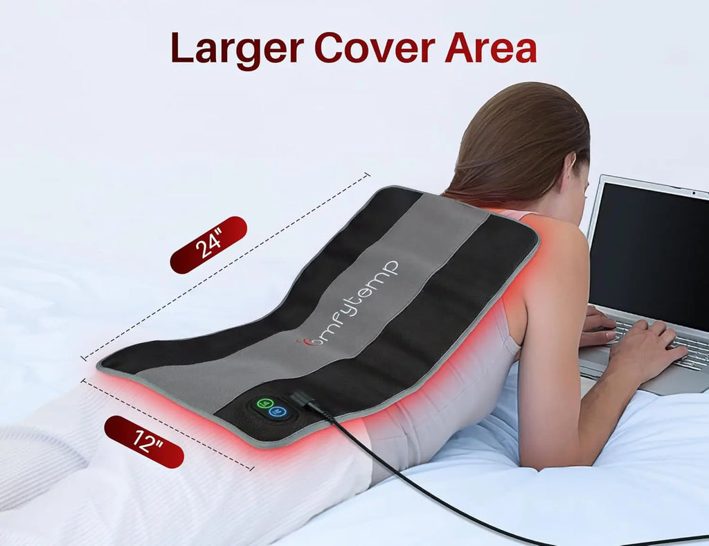 24"X12" Large Red Light Therapy Pad with Timer, 3 Power Levels & Hands-Free Strap