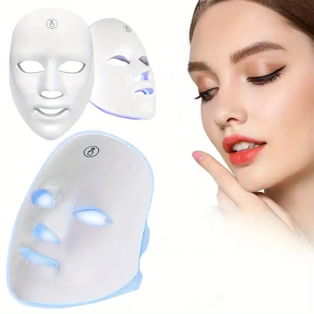 Rechargeable 7-Color LED Face Mask for Skin Therapy and Relaxation