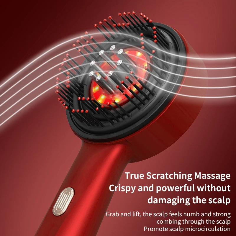 Electric Massage Comb With Vibration & Red Light for Hair Growth - Scalp Brush & Oil Applicator