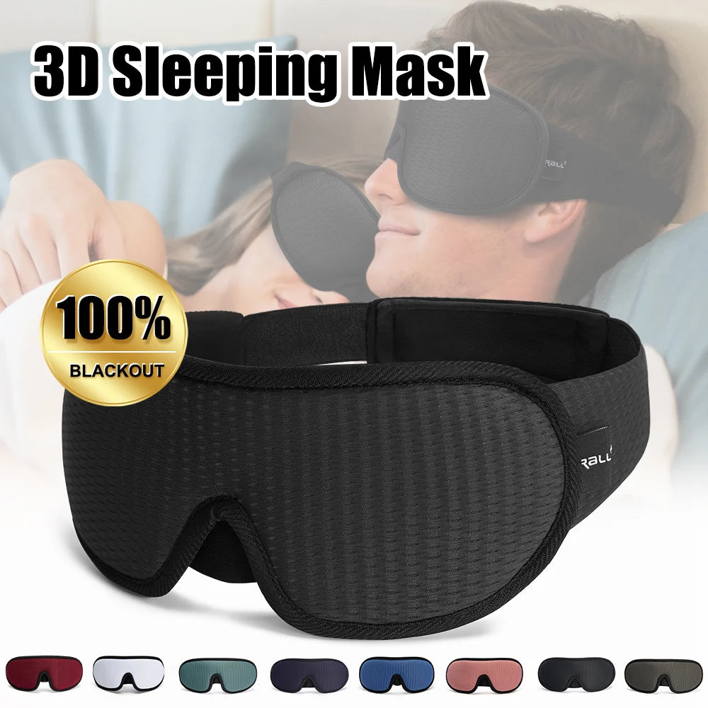 3D Ergonomic Sleeping Mask - Adjustable Strap for Ultimate Light Blocking Comfort & Travel