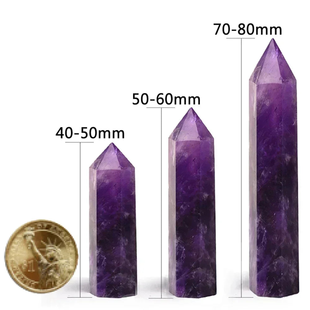 Natural Crystal Point Wand - Amethyst, Obsidian, and More - Healing Stone Obelisk