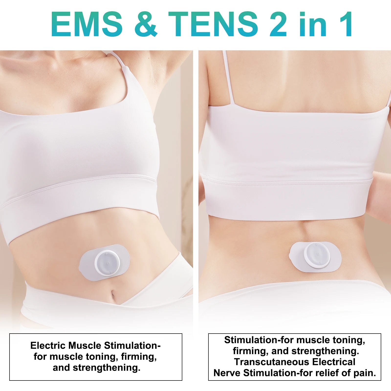 MASGRE Wireless TENS & EMS Unit - Portable Electric Muscle Stimulator for Pain Relief
